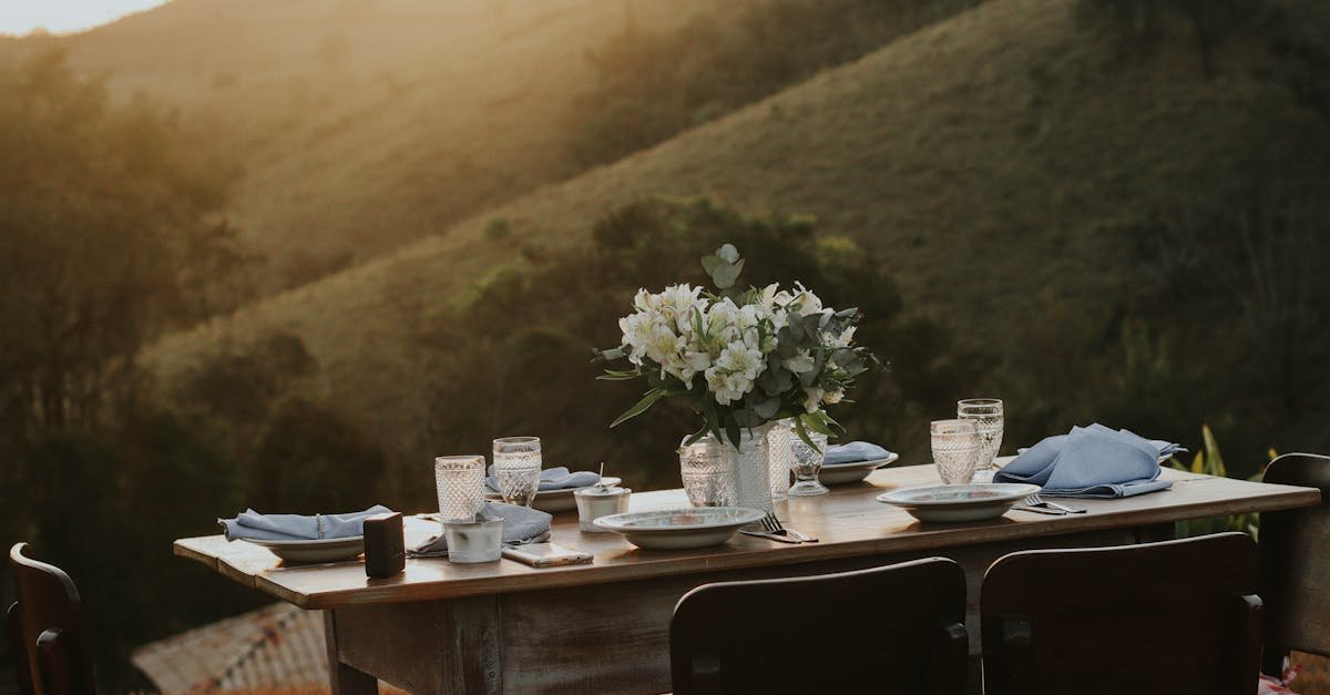 Outdoor table setting arranged for a relaxed evening gathering